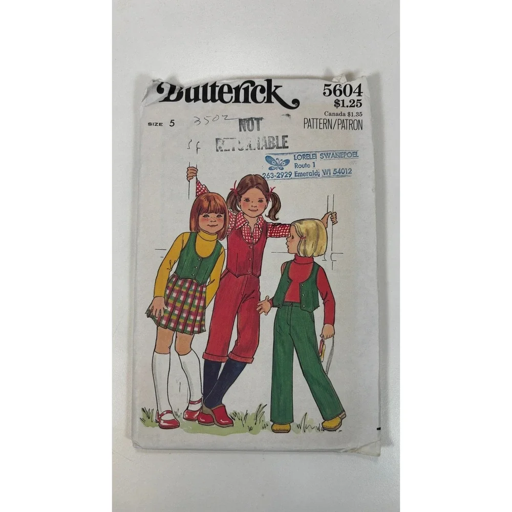 6 Vintage 1970s Sewing Patterns Butterick Simplicity Vogue Kids Size 5 6 Lot